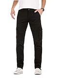 kampfhose flecktarn Bund mit Buttonfly Yazubi Herren Chino Cargo Lange Hose Jan Kampfhose Männer Rangerhose Jagdhose Chinohose Schwarze Hosen Slim, Schwarz (Black 194008), W30/L34