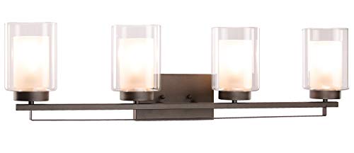 Wall Light 4 Light Bathroom Vanity Lighting With Dual Glass Shade In Dark Bronze Indoor Wall Mount Light Xinbei-Lighting Xb-W1195-4-Db #TOP2