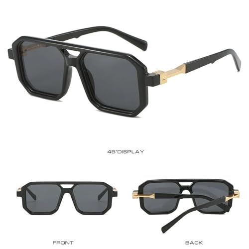 Lunettes de soleil carrées rétro unisexes à double faisceau - 6