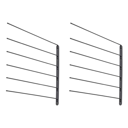 YUYFCC 2Pcs Saddle Pad Rack 6-Rod Wall Mounted Horse Saddle Blanket Holder Modern Metal Horse Saddle Stand Shelf Organizer 180 Degree Swing Out Design for Home Shops Office, Black
