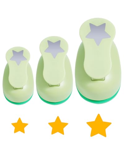 UCEC Motivstanzer Sterne Set 3 Stück Stern Stanzer Sterne Papierstanzer Motivlocher Stern Motivstanzer Perfekt für Basteln Scrapbooking Karten Geschenkanhänger DIY Deko (25mm 15mm 10mm)