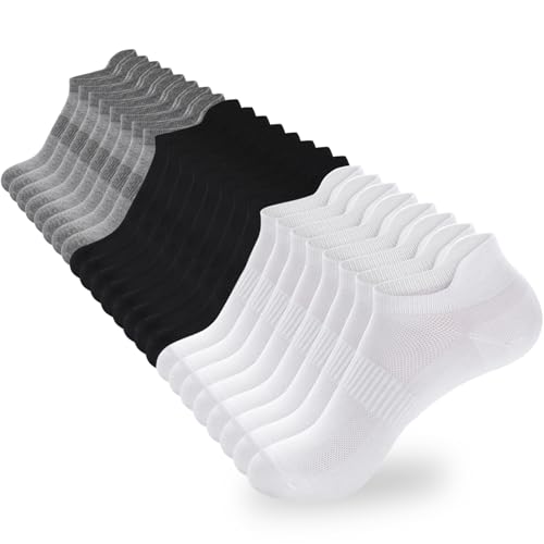 Image of Womens Ankle Socks Athletic Low Cut No Show Cotton Socks With Tab 6 /12Pairs | White Thin Summer Short Low Rise Liner Sport Running Workout Sneaker Lightweight Yogs Pilates Golf Footies Socks Non Slip