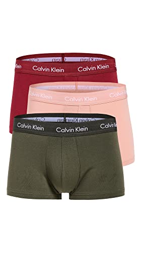 Calvin Klein underwear Men's Low Rise Trunks 3 Pack, Olive/Gentle/Red Carpet, L - Main Image