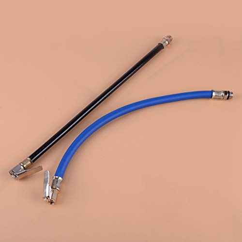 beler Rubber Car Tyre Tire Air Inflator Hose with Male Threaded & Self-locking Lock Clip on Chuck black