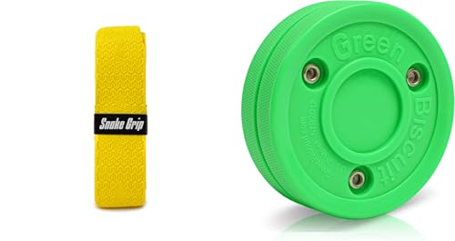Green Biscuit Snake Grip Bundle | Hockey Grip Tape & 1 Green Biscuit Pucks | Polymer Sports Tape - Yellow