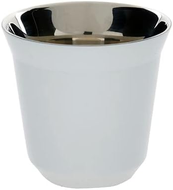 ROVATTIStainless Steel White Espresso Coffee Cup 85 ml (Pack of 2) | Coffee Cup | Espresso Cup | Pack of 2 Coffee Cup | Steel Cup | Steel Coffee Cup | Tea Cup | Cappuccino Cup