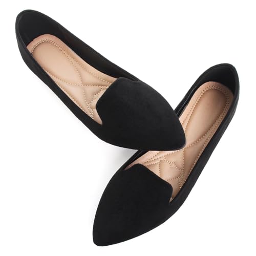 Image of Dear Time Women's Pointed Toe Ballet Flats Simple Casual Office Work Flats Slip-on Comfortable Shoes