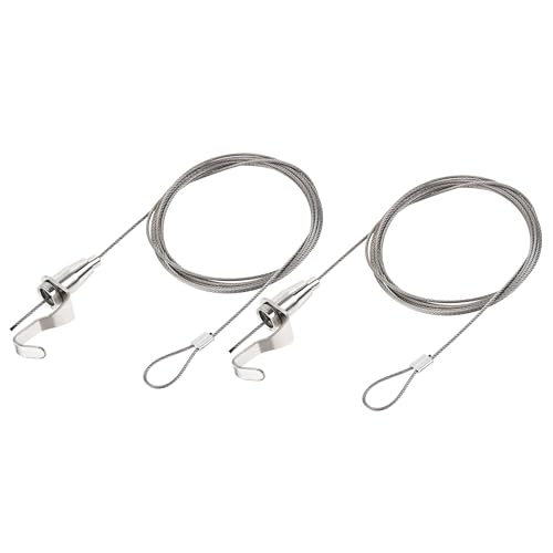 Image of uxcell Picture Hanging Wire Kit, 2pcs 2M Adjustable Rail Hanging System for Home Picture Art Gallery Picture Display Kit, Load 66 Lbs