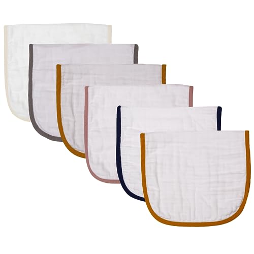 Image of Muslin Burp Cloths | Baby Washcloths Soft Organic Cotton Muslin Cloth| Baby Essentials 6 Layers Extra Absorbent| Milk Spit Up Rags, Baby Wipes| White 20"x10" Inch 6 Pack