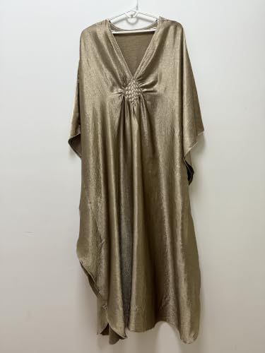 Image of RanRui Caftans for Women Solid Color Chiffon Plus Size Kaftan Dresses Beach Cover Up V Neck Batwing Sleeve Caftans Loungewear