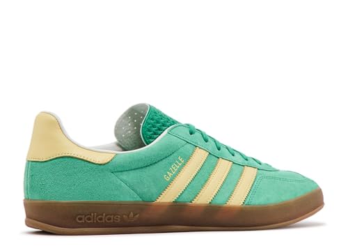 Image of adidas Men's Gazelle Indoor Sneaker, Semi Court Green /Almost Yellow /Gum, Size 11.5