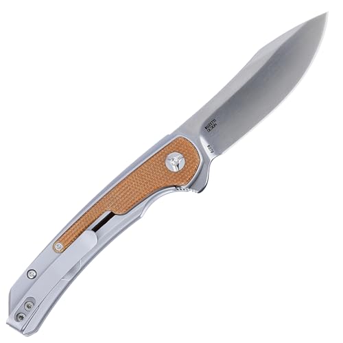 CRKT Padawan Everyday Carry Folding Knife: Drop Point with 14C28N Steel Blade, Stainless Steel Handle w/Micarta Overlays, Frame Lock, 6070