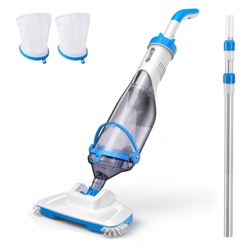 Consciot Handheld Pool Vacuum with Telescopic Pole, 18.5 GPM Suction, Up to 1-Hour Runtime – Cordless Cleaner for Pools, Spas & Hot Tubs, Includes 2-Pack Filter Bags