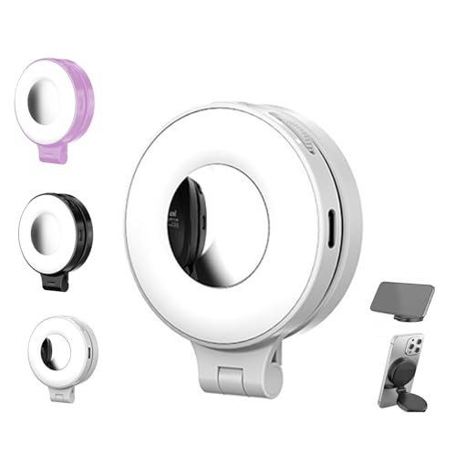 3-in-1 Magnetic Beauty Selfie Light per Phones Foldable Fill Handheld Photography Portable Photo Live Broadcast 3 Lights Modes per Makeup and bianco