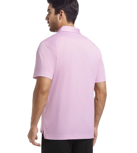 Alex Vando Mens Golf Shirt Moisture Wicking Classic Print Golf Shirts for Men
