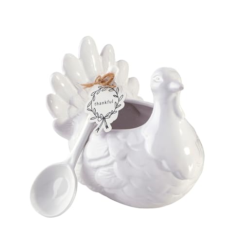 Santa Barbara Design Studio Turkey Gravy Boat with Spoon - Glazed Ceramic Thanksgiving Serving Dish, 7.5