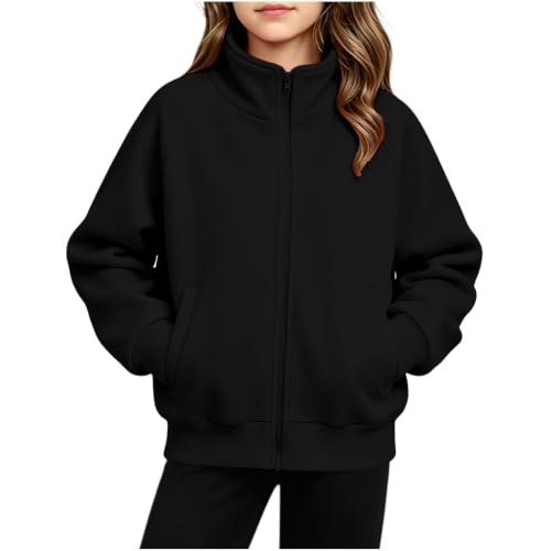 Girls Jacket Stand Collar Full Zip Sweatshirt with Thumb holes - image 6