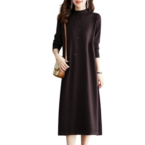 Robe en tricot ample femme longueur genou vêtement mi-long fluide