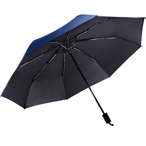 EDTRE 折りたたみ傘 晴雨兼用日傘 メンズ レディース 軽量270g 手動開閉 8本傘骨 UVカット率99.9% UPF50+ 100遮光 遮熱 折り畳み傘 耐風撥水 丈夫 台風 梅雨対策 熱中症対策(ネービー)