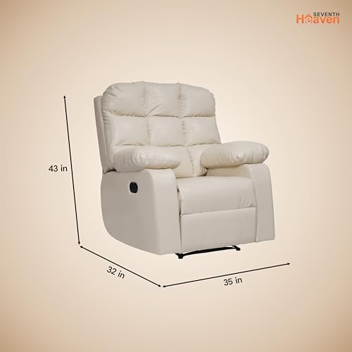 Image of Lumina 1 Seater Recliner | Single Sofa Chair for Living Room Comfort | Ergonomic Design (Leatherette - Beige)