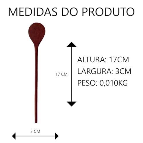 Kit 5 colheres para suco pequena 17CM em madeira maciça