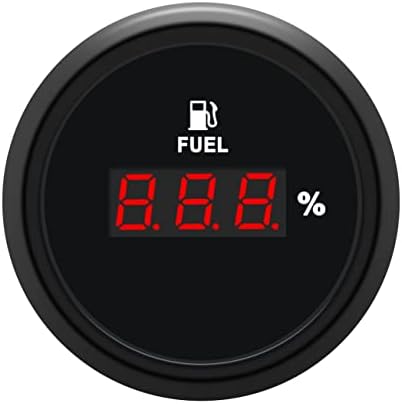 KAOLALI 52mm Universal Fuel Level Gauge Digital Fuel Level Meter Waterproof 240-33ohm Signal Digital Red Backlight 12V 24V Black