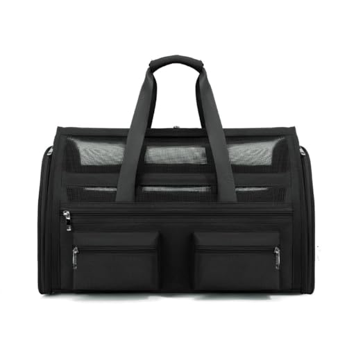 「NexPon」ペットキャリー犬や猫用のペットバッグ フルメッシュ。かわいい。超軽量。底板付きでコンパクト。クッション付き。折りたたんで収納可能。トラクション付き。ソフトエッジ。折りたたみ可能。四季対応。夏と冬の旅行やお出かけに。 (ブラック)