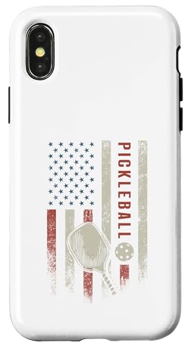 Vintage American US Flag Pickleball Paddle �X�}�z�P�[�X iPhone X/XS �p