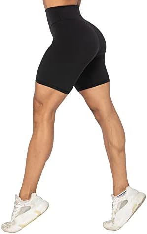 Sunzel High Waist Biker Shorts for Women No Front Seam Soft Yoga Workout Gym Bike Shorts Tummy Control Squat Proof Black — view 6