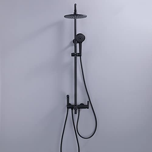 Système de douche noir mural avec douchette à main ergonomique