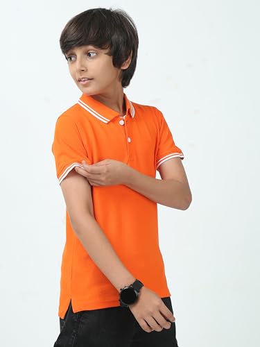 Image of Cotton Polo T-Shirt for Kids Boys Girls Half Sleeve, Regular Fit Tees for Boys Collared Casual Tshirts | Soft & Breathable Biowash Fabric | Half Sleeve