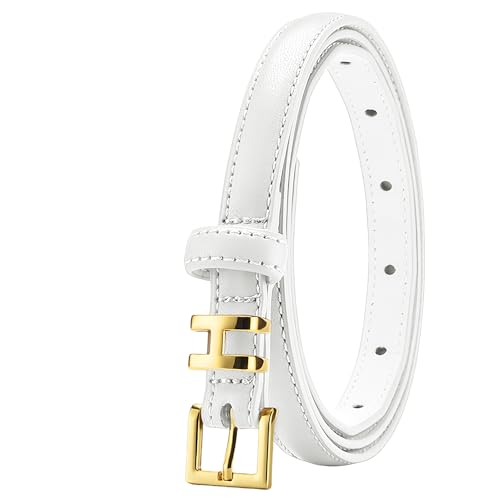 Women Belts，Skinny Elegantes Fashion Slim Leather Belt With Gold Buckle Applicable to Dress Jeans slacks-25