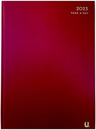 Boss Trends AuroraUK 2023 Diary A4 Page A Day Yearly Diary with HardBack Cover (Burgundy)