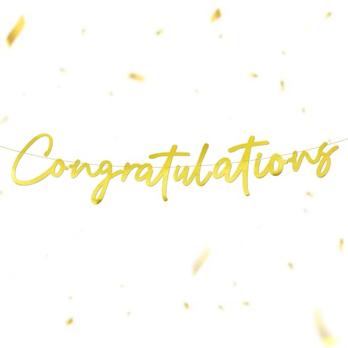 110cm Congratulations Graduation Banner Gold Reflective Engagement Banner for Wedding Retirement New Home