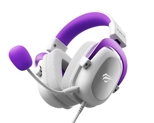 Image of havit HV-H2002d Purple Gaming Headset Headset with Microphone, Speaker 53mm, Plug 3, 5mm: Compatible with Xbox ONE and PS4, HAVIT, HV-H2002d Purple and White