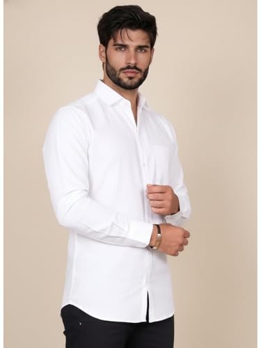 Image of Full Sleeve Black Formal Shirt for Men Cotton Regular Fit Casual - Pure Premium Branded Shirts for Men Formal Stylish Slim Plain Solid Man Wear as Office and Party