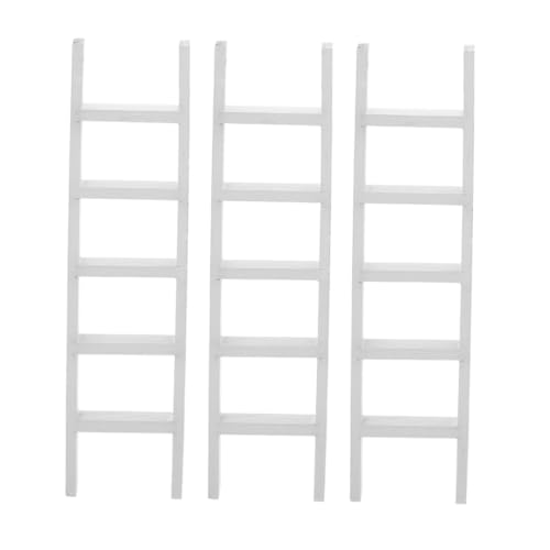 Kisangel Mini Craft Ladder for Dollhouse 3pcs Wooden Mini Ladders
