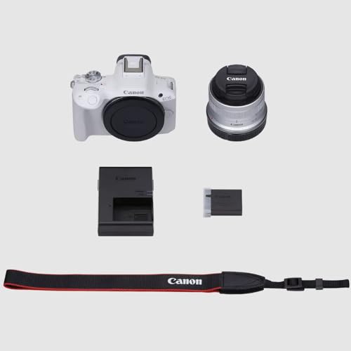 Image of Canon EOS R50 Mirrorless Camera + RF-S 18-45mm F4.5-6.3 is STM Lens White 5812C012 Bundle with Sandisk 128GB Memory Card + Deco Essentials Camera Bag + Photography Pro Kit