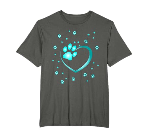 Herz mit Pfote eines Hundes oder Einer Katze für Tierliebhaber T-Shirt
