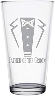 Engraved Tuxedo 16 oz Wedding Party Pint Glass - Will You Be My?