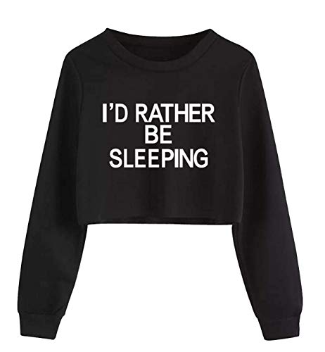 EAST KNITTING Girls Crop Tops Teens Round Neck Letter Print Long Sleeve T-Shirts