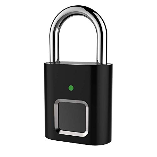 Preisvergleich Produktbild BGY Fingerabdruck Vorhängeschloss Smart Schlüssellos Sicherheit Schließfach, USB Wiederaufladbare One Touch Offen Fitness Schloss für Schule Schließfach Fitness Tür Sports - Schwarz, Free Size