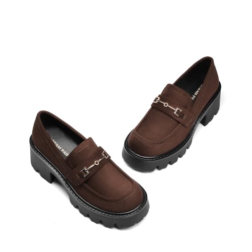 Image of DREAM PAIRS Women Loafers Platform Chunky Heel Slip On Lug Sole Casual Dressy Office Business Shoes