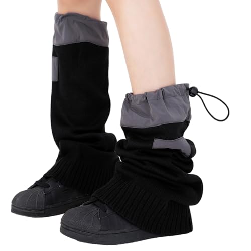 Couvre-bottes baggy gothique et jambières tricotées esthétiques de mi-saison