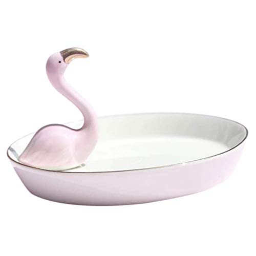 Preisvergleich Produktbild Baoblaze Flamingo Keramik Schmuckstücke Halskette Halter Dish Schmuckablage - Weiß