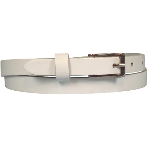 Mens Ladies Unisex Real Leather Belt Skinny Narrow Fashion 1/2" L 36-40" White Cover