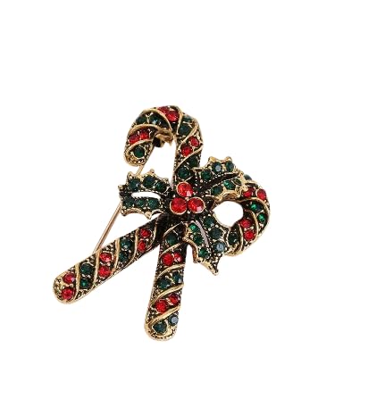 Image of Christmas Brooch Pins Crystal Christmas Tree Snowflake Jingle Bell Reindeer Enamel Brooches Holiday Party Gift for Women
