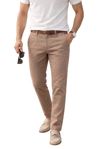 Image of DENRO Men's Slim Fit Cotton Stretch Trousers | Smart Casual & Workwear Pants for Office Use | 98% Cotton 2% Spandex Fabric | Mid-Rise Tailored Fit | Sizes 28-38