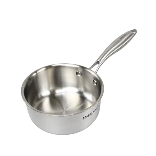 Fackelmann Vita3 Cazo Inoxidable 16 cm, Acero Inoxidable Triply con Triple Fondo Difusor, Sin Antiadherente, Sin PFA, Apta para Inducción, Gas, Vitro y Horno, Sellado Perfecto, Lavavajillas
