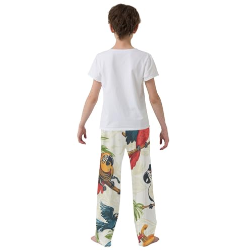 Pirate Parrot Birds Boys Long Pants Soft Trousers Elastic Waist Kids Lounge Bottoms with Pockets S-XL3